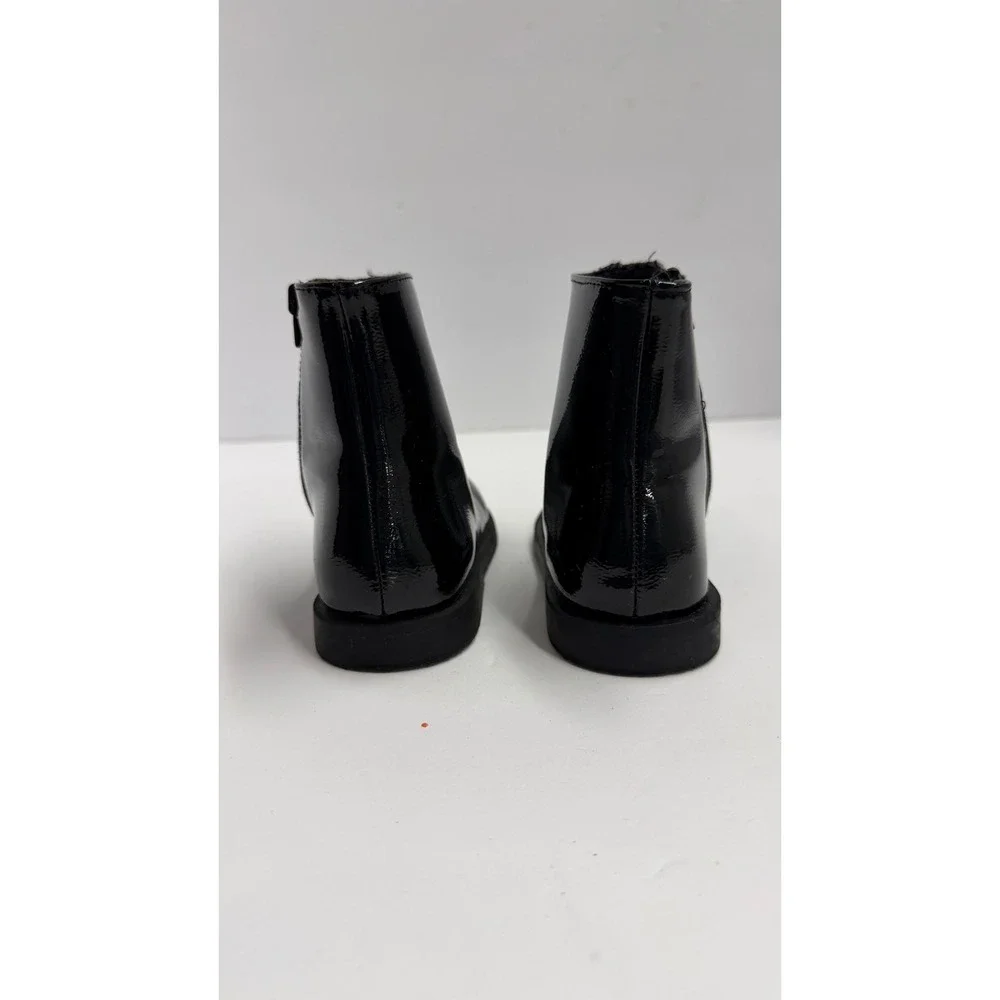 zara Black Patent Leather Ankle Boots Side Zip 11 Kid
